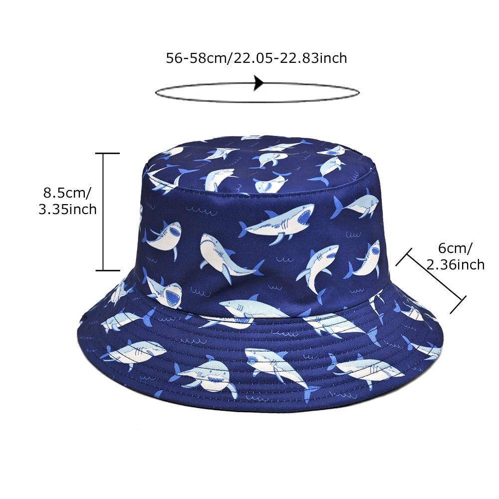 Wholesale New style underwater animal shark pattern print bucket hat